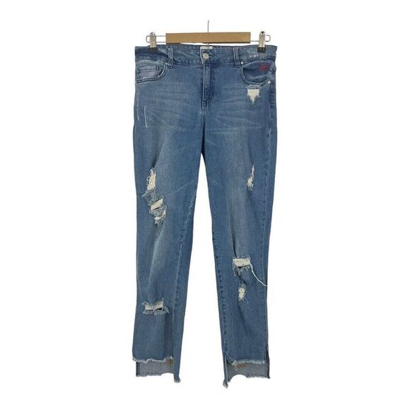 GB Gianni Bini Size 9 Distressed Raw Hem Live Life Embroidered Jeans - Picture 1 of 5